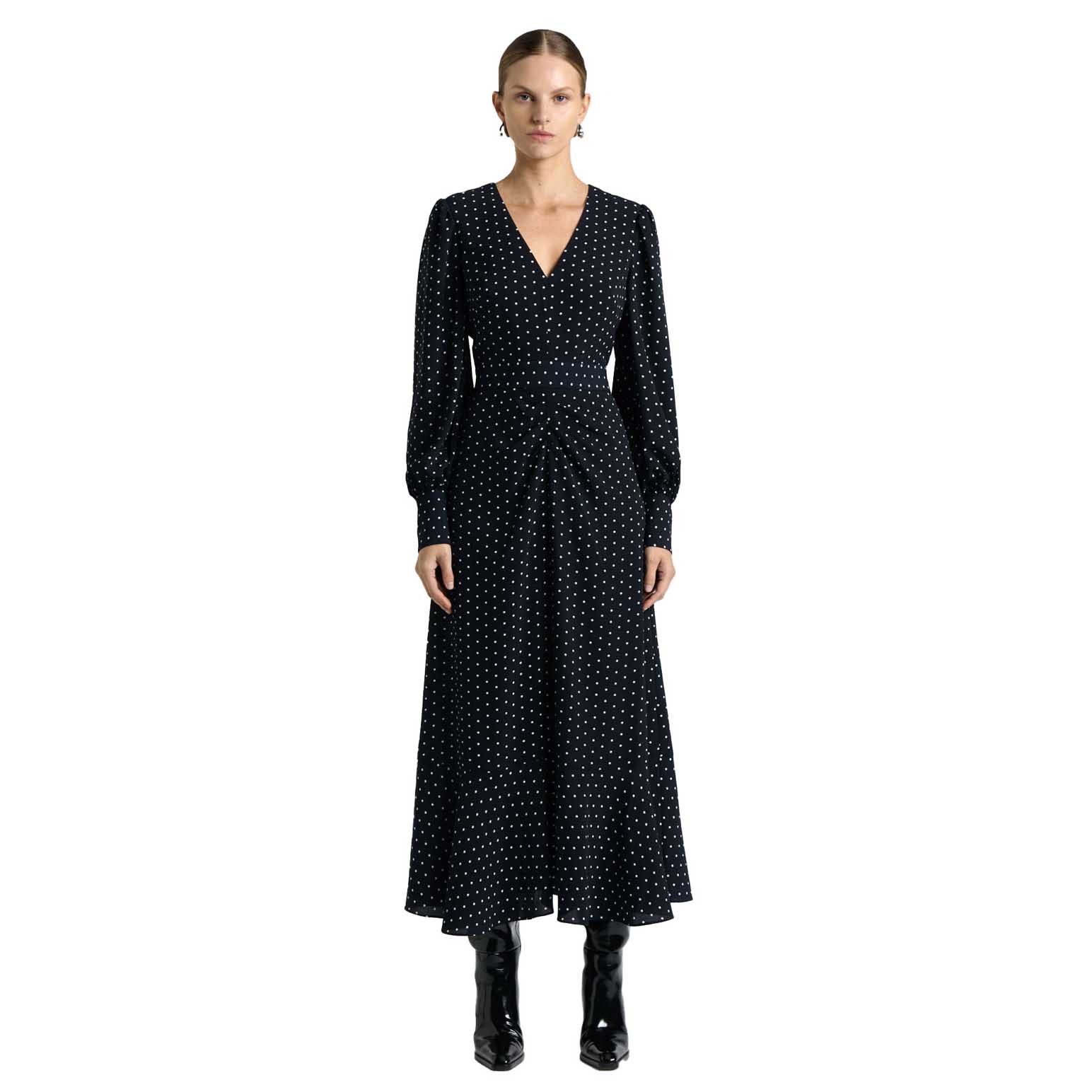 Cue Textured Georgette Spot Midi Dress